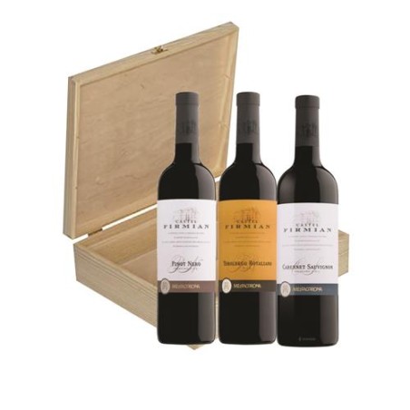 VINO CONFEZIONE LEGNO FIRMIAN DA 75CL X3 1 TOROLDEGO 1 CABERNET1 PINOT NERO ART.67116 1 PZ